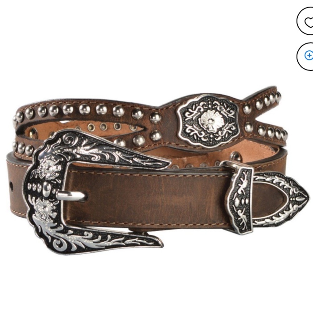 Nocana Western Belt Women's Leather Stud Cut Out Tan Black